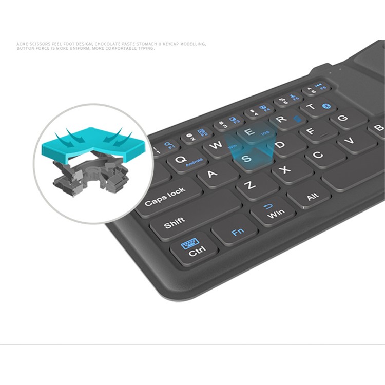 BOW HB188 Ultra-Thin Mini Foldable Wireless Bluetooth Keyboard - Black-3