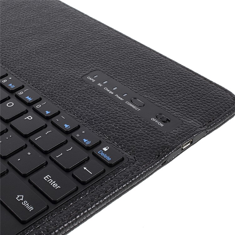 Para iPad Estojo de couro com teclado sem fio Bluetooth para teclado de 9,7 polegadas (2017) - preto-16