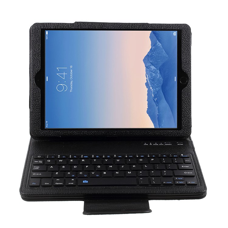 Para iPad Estojo de couro com teclado sem fio Bluetooth para teclado de 9,7 polegadas (2017) - preto-5