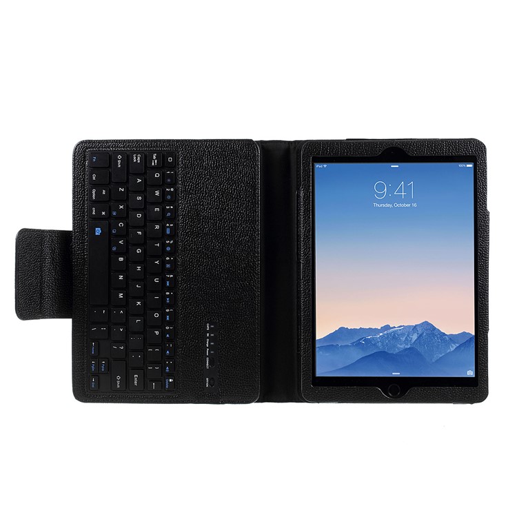 Para iPad Estojo de couro com teclado sem fio Bluetooth para teclado de 9,7 polegadas (2017) - preto-6