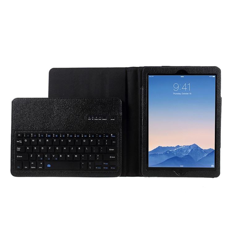 Para iPad Estojo de couro com teclado sem fio Bluetooth para teclado de 9,7 polegadas (2017) - preto-7