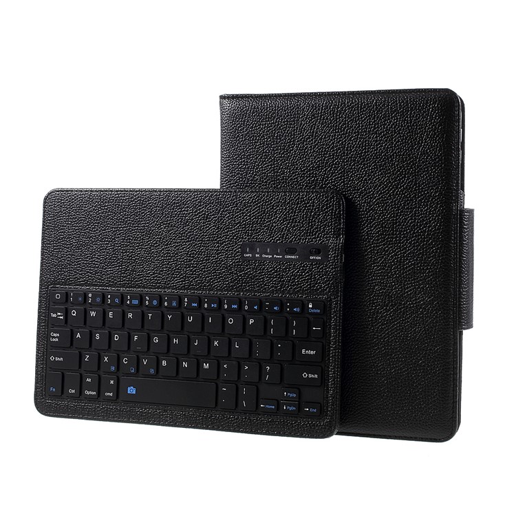 Para iPad Estojo de couro com teclado sem fio Bluetooth para teclado de 9,7 polegadas (2017) - preto-9