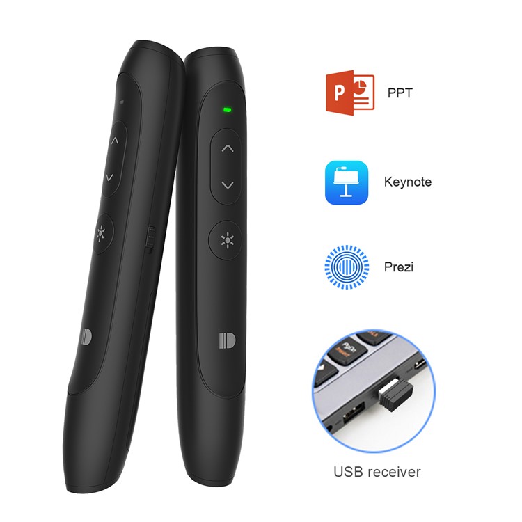 DOOSL DSIT012 Presentation Remote 2.4GHz Wireless Presenter PowerPoint Clicker Control Pointer ( CE,RoHS,FCC) - Black-1