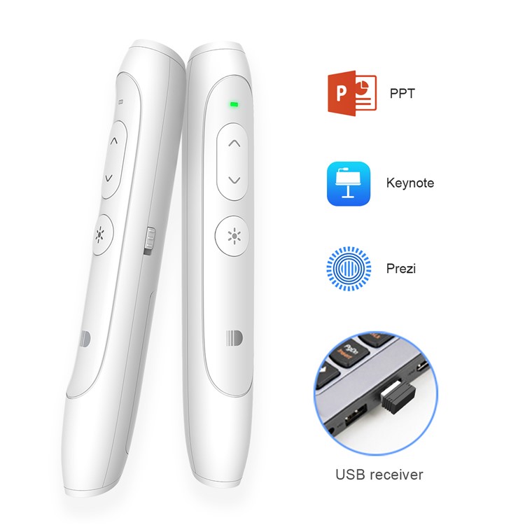 DOOSL DSIT012 CE, RoHS, FCC Certificated Presentation Fernbedienung 2.4GHz Wireless Presenter PowerPoint Clicke Pointer - Weiß-1