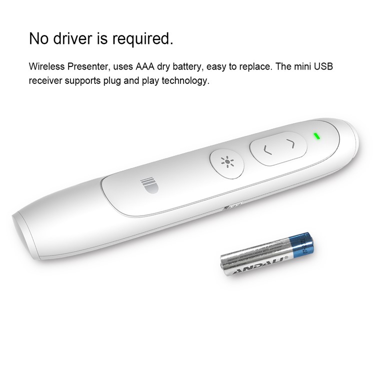 DOOSL DSIT012 CE, RoHS, FCC Certificated Presentation Fernbedienung 2.4GHz Wireless Presenter PowerPoint Clicke Pointer - Weiß-3