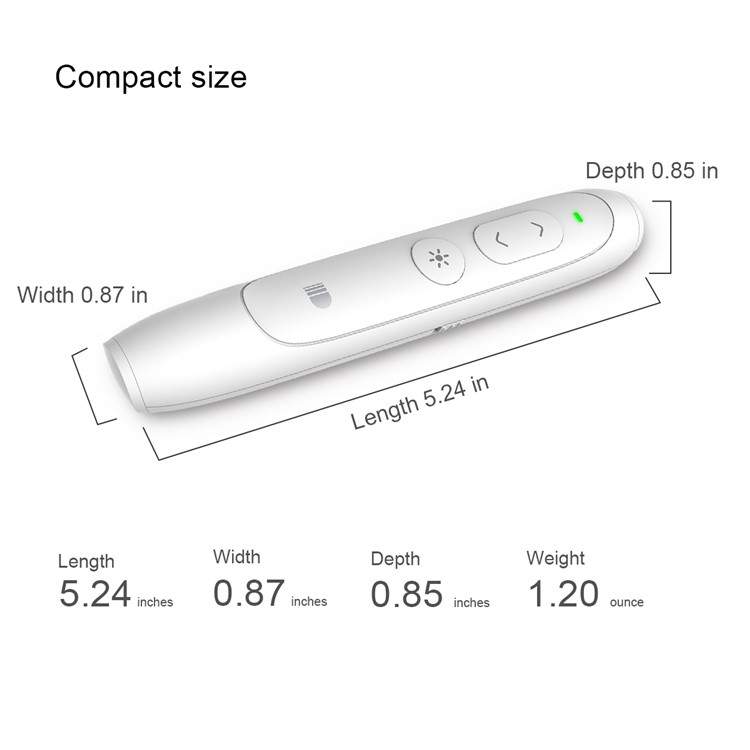 DOOSL DSIT012 CE, RoHS, FCC Certificated Presentation Fernbedienung 2.4GHz Wireless Presenter PowerPoint Clicke Pointer - Weiß-6