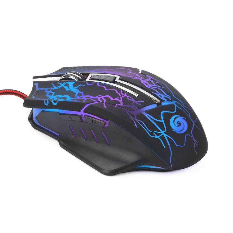 K1022 6-Key RGB Luminous Mouse 2400 DPI Wired Optical Gaming Mice with Colorful Light