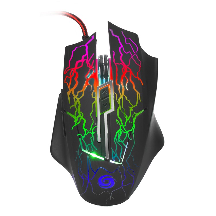 K1022 6-Key RGB Luminous Mouse 2400 DPI Wired Optical Gaming Mice with Colorful Light