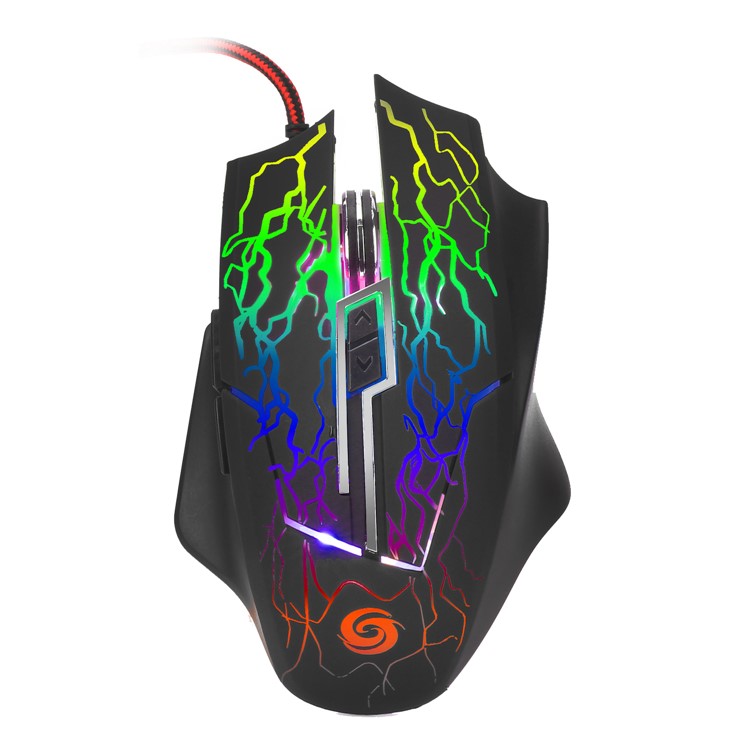 K1022 6-Key RGB Luminous Mouse 2400 DPI Wired Optical Gaming Mice with Colorful Light