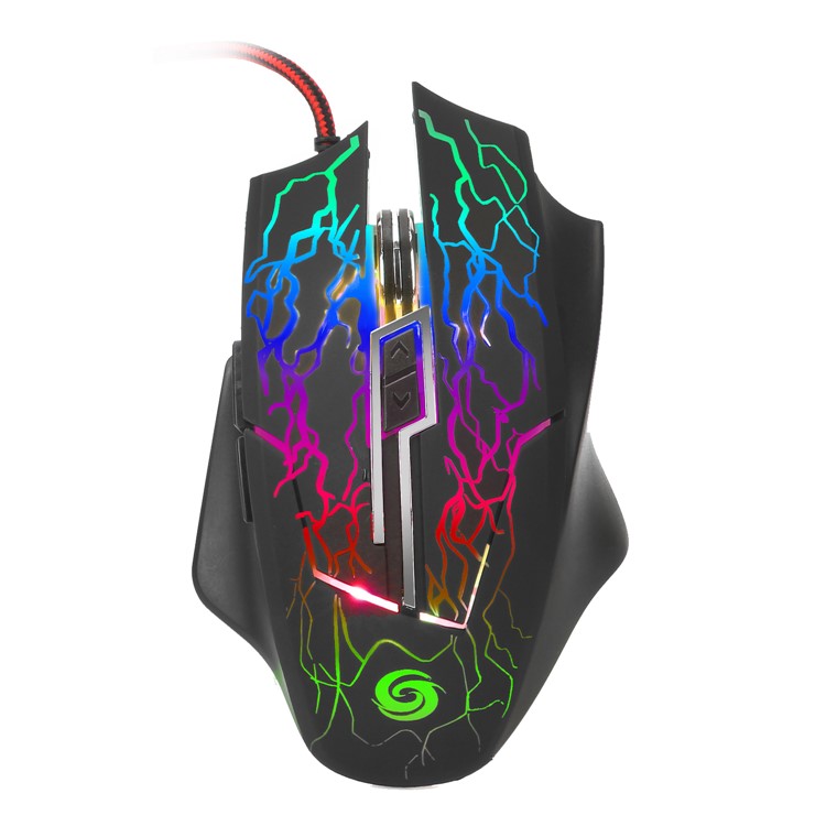 K1022 6-Key RGB Luminous Mouse 2400 DPI Wired Optical Gaming Mice with Colorful Light