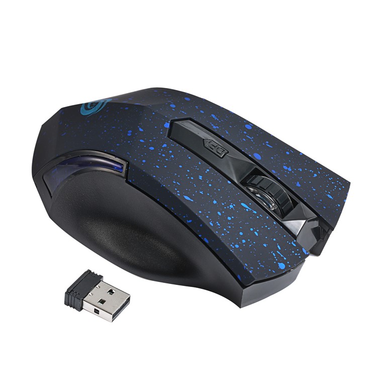 W1007 Беспроводной 2000DPI Тихий Щелчок Игровой Мыши С USB-приемником - Синий-1