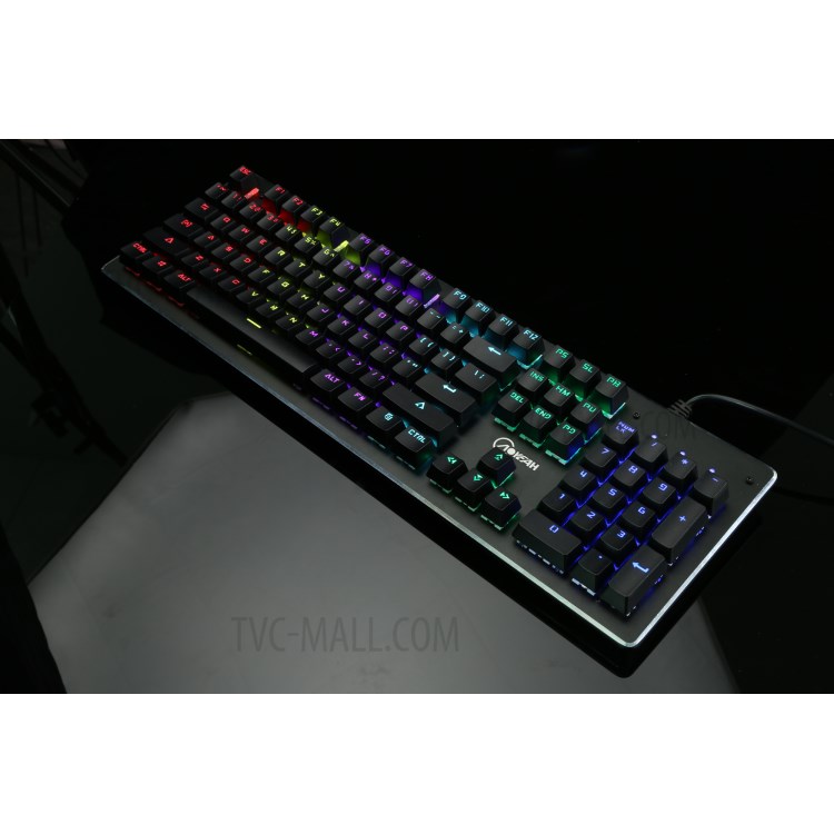 104 Keys Blue Switches Wired USB Mechanical Gaming Keyboard with 9 Lighting Modes - Black-12