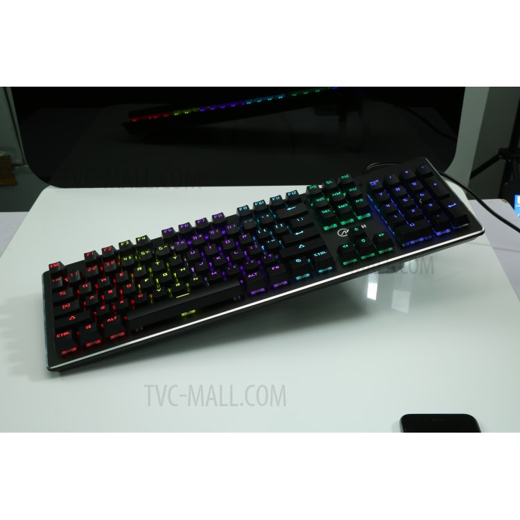 104 Keys Blue Switches Wired USB Mechanical Gaming Keyboard with 9 Lighting Modes - Black-16
