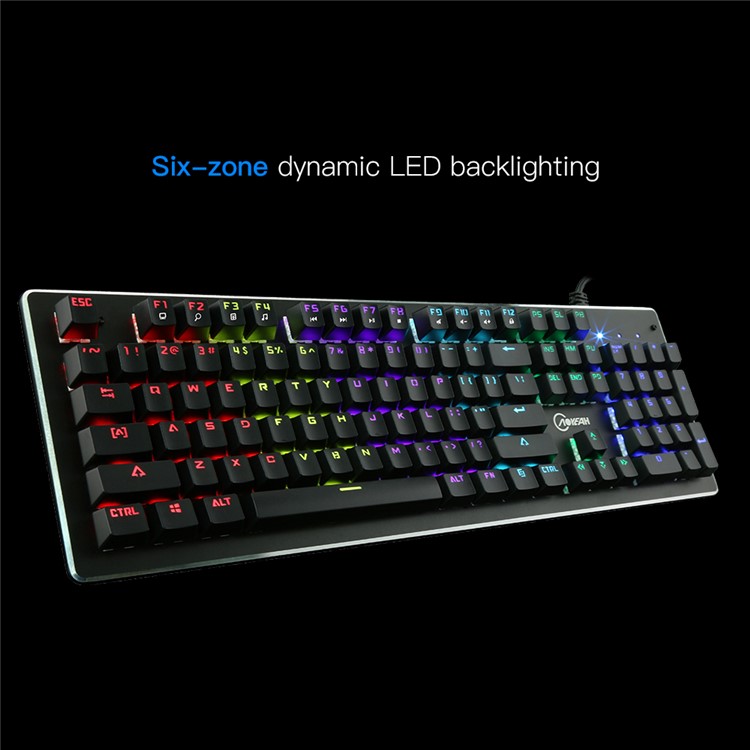 104 Keys Blue Switches Wired USB Mechanical Gaming Keyboard with 9 Lighting Modes - Black-2