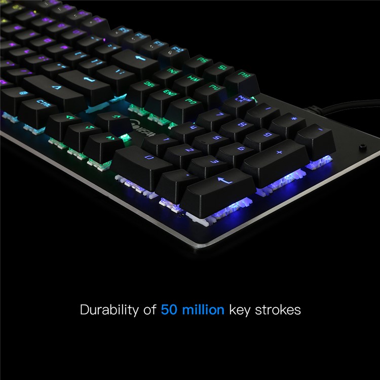 104 Keys Blue Switches Wired USB Mechanical Gaming Keyboard with 9 Lighting Modes - Black-5
