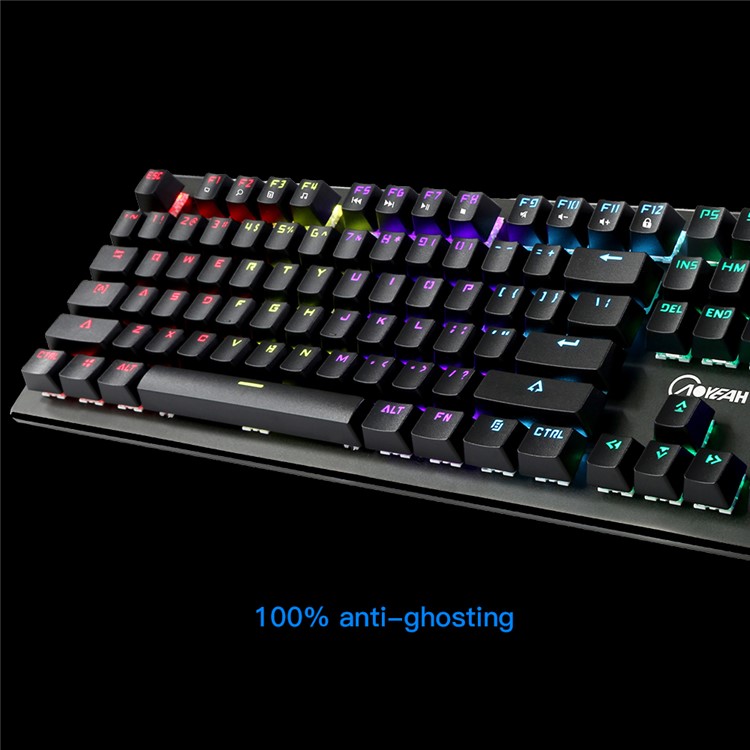 104 Keys Blue Switches Wired USB Mechanical Gaming Keyboard with 9 Lighting Modes - Black-6