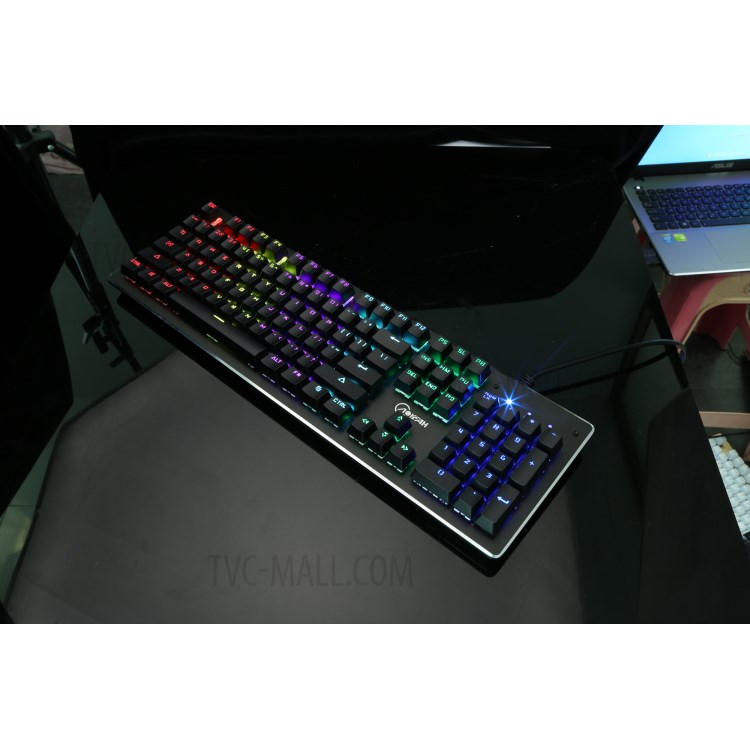 104 Keys Blue Switches Wired USB Mechanical Gaming Keyboard with 9 Lighting Modes - Black-7
