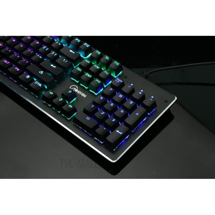 104 Keys Blue Switches Wired USB Mechanical Gaming Keyboard with 9 Lighting Modes - Black-8