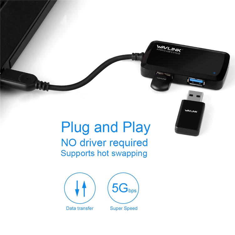 WAVLINK WS-UH30411 Portable 4-Port USB3.0 5Gbps Super Speed USB Hub Adapter-3