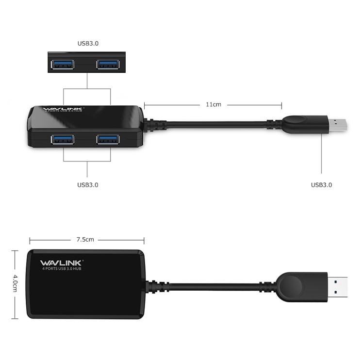 WAVLINK WS-UH30411 Portable 4-Port USB3.0 5Gbps Super Speed USB Hub Adapter-4