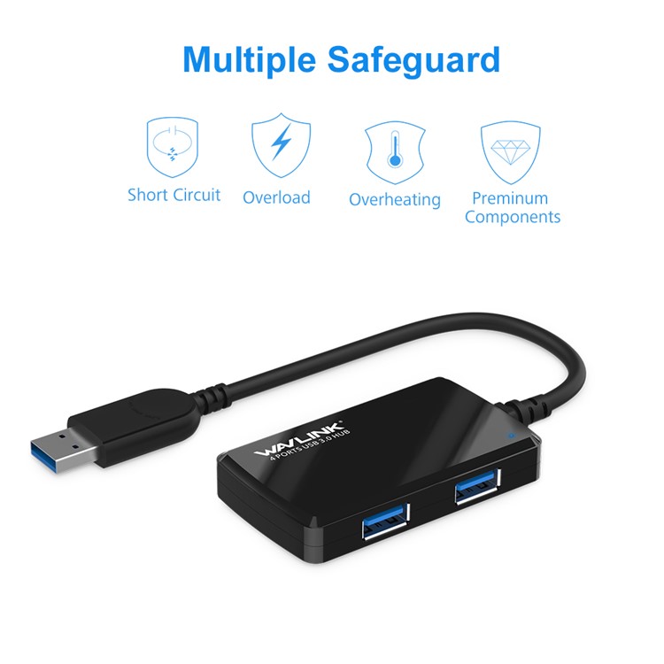 WAVLINK WS-UH30411 Portable 4-Port USB3.0 5Gbps Super Speed USB Hub Adapter-8