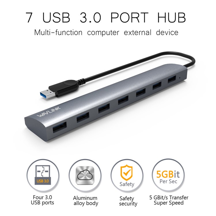 WAVLINK WS-UH3074 7 Ports High Speed USB 3.0 Aluminum Hub USB Hub for Macbook Computer Laptop-1