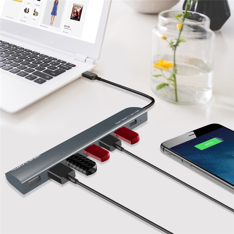 WAVLINK WS-UH3074 7 Ports High Speed USB 3.0 Aluminum Hub USB Hub for Macbook Computer Laptop-6