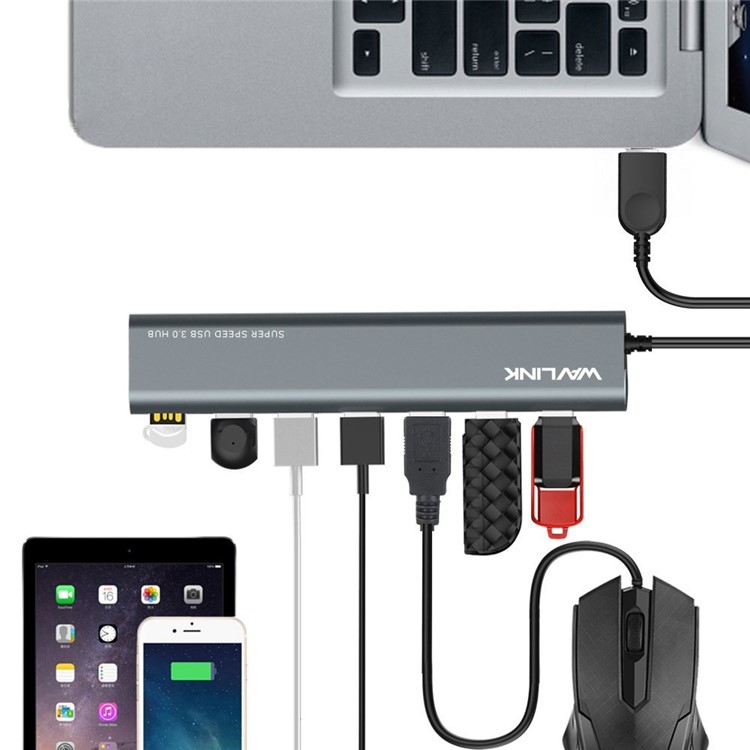 WAVLINK WS-UH3074 7 Ports High Speed USB 3.0 Aluminum Hub USB Hub for Macbook Computer Laptop-8