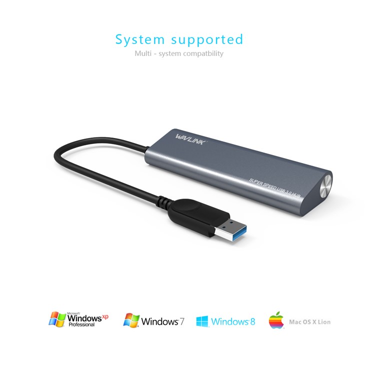 WAVLINK WS-UH3048 Mini Portable Super Speed 4 Ports 5.0Gbps USB 3.0 Hub Aluminum USB HUB Data Cable Adapter for PC Laptop Computer Tablet - EU Plug-3