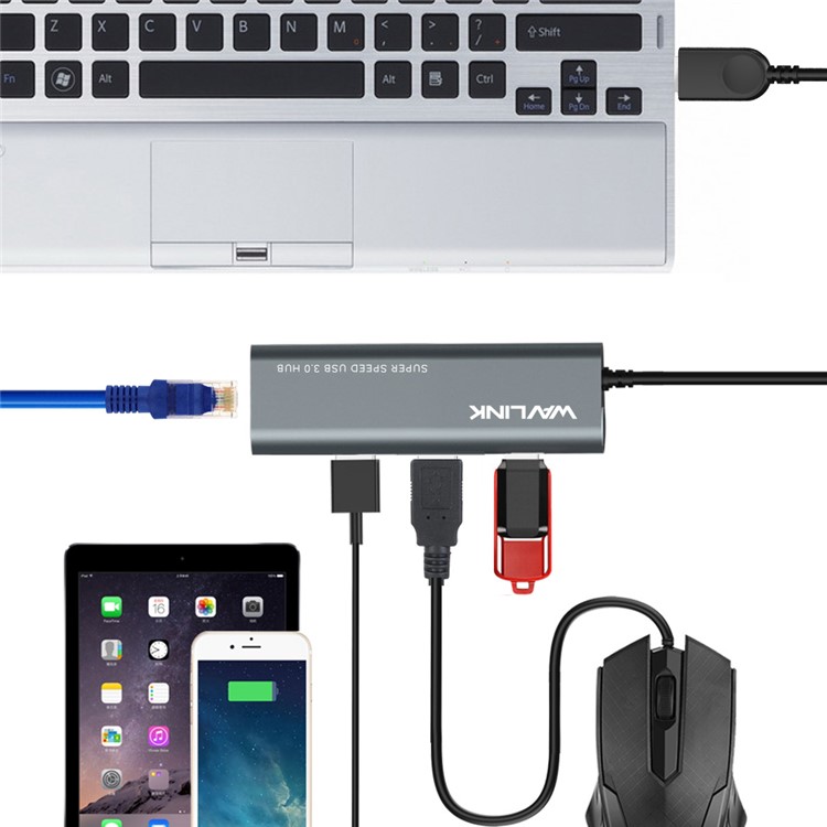 WAVLINK WS-UH3031G 3 Ports USB 3.0 Hub and RJ45 10/100/1000 Gigabit Ethernet LAN Wired USB Network Adapter-4