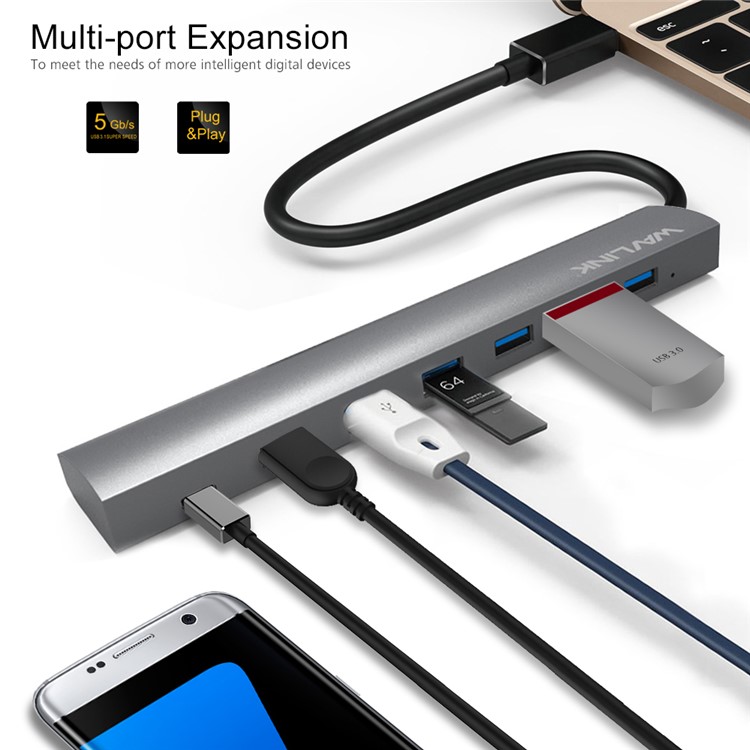 WAVLINK WS-UH3074C1 USB 3.1 Type-C to 7-Port USB HUB High Speed 5Gbps Type C & Type A Dock for PC Laptop Macbook-5