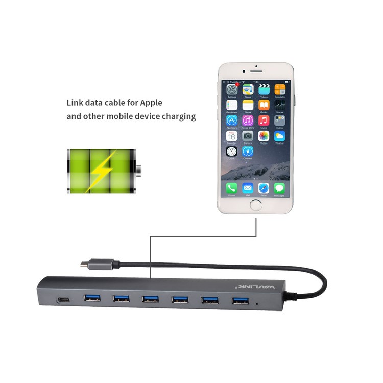 WAVLINK WS-UH3074C1 USB 3.1 Type-C to 7-Port USB HUB High Speed 5Gbps Type C & Type A Dock for PC Laptop Macbook-6