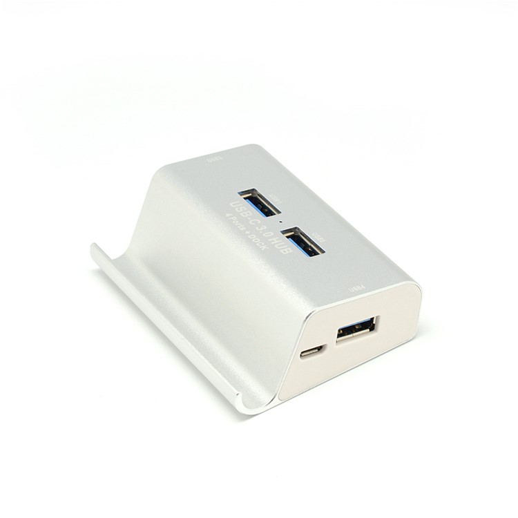 4-Port USB 3.0 Hub Charging Desktop Stand for Computer Notebook - Silver-2