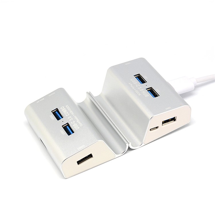 4-Port USB 3.0 Hub Charging Desktop Stand for Computer Notebook - Silver-3