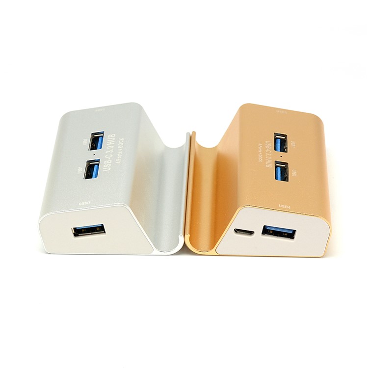 4-Port USB 3.0 Hub Charging Desktop Stand for Computer Notebook - Silver-5
