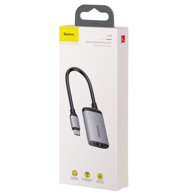 BASEUS Desfrutar De Série Tipo C Para Adaptador De Hub HDMI 4K - Cinza Escuro-12