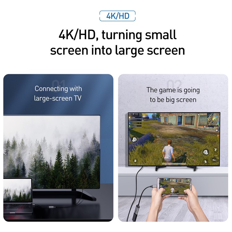 BASEUS Desfrutar De Série Tipo C Para Adaptador De Hub HDMI 4K - Cinza Escuro-5