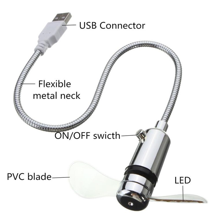 Mini Ganso Pescoço LED Colorido USB Ventilador-6