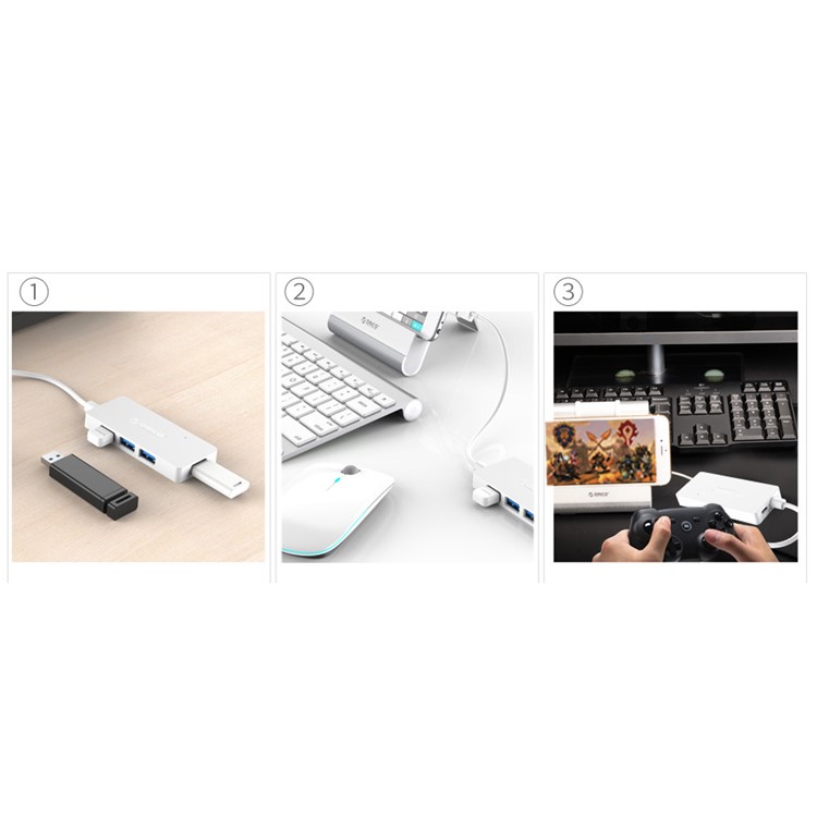 ORICO 4-Port USB 3.0 High Speed Hub Adapter with 150mm Cable Support OTG Function (HS4U-U3) - White-11