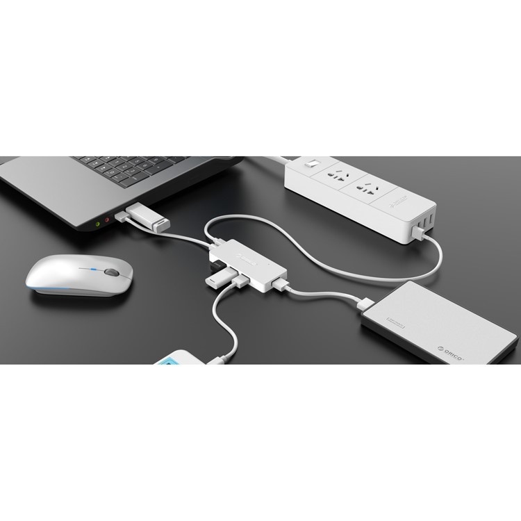 ORICO 4-Port USB 3.0 High Speed Hub Adapter with 150mm Cable Support OTG Function (HS4U-U3) - White-12