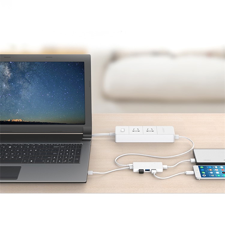 ORICO 4-Port USB 3.0 High Speed Hub Adapter with 150mm Cable Support OTG Function (HS4U-U3) - White-14
