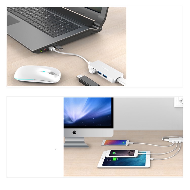 ORICO 4-Port USB 3.0 High Speed Hub Adapter with 150mm Cable Support OTG Function (HS4U-U3) - White-15