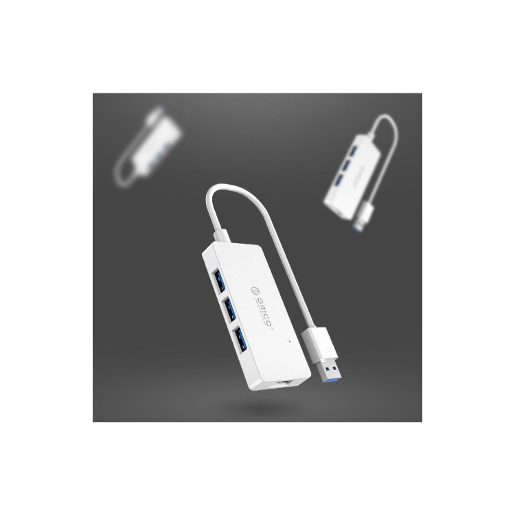 ORICO 4-Port USB 3.0 High Speed Hub Adapter with 150mm Cable Support OTG Function (HS4U-U3) - White-2