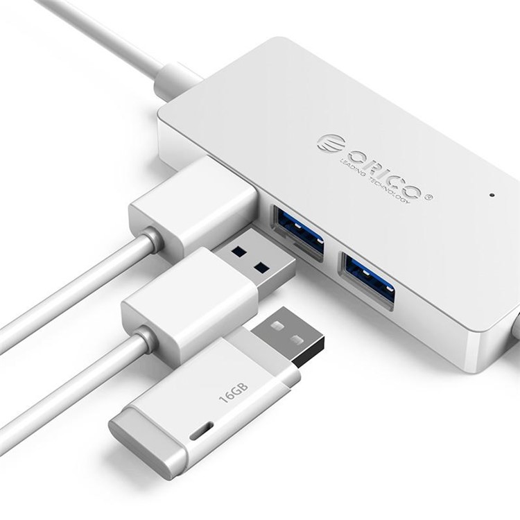 ORICO 4-Port USB 3.0 High Speed Hub Adapter with 150mm Cable Support OTG Function (HS4U-U3) - White-3