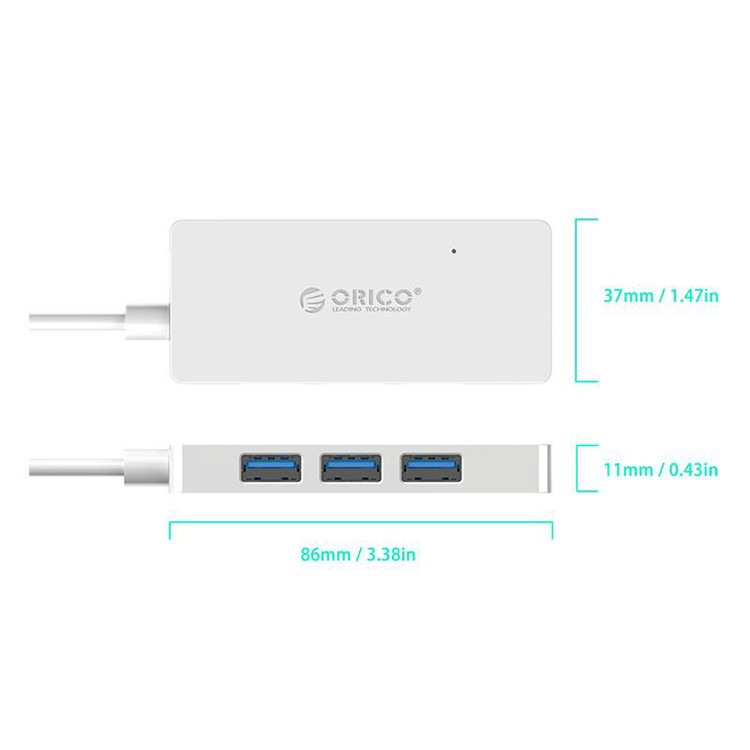 ORICO 4-Port USB 3.0 High Speed Hub Adapter with 150mm Cable Support OTG Function (HS4U-U3) - White-5