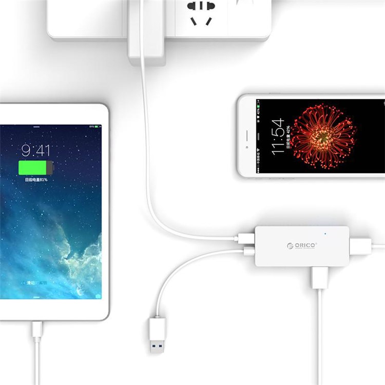 ORICO 4-Port USB 3.0 High Speed Hub Adapter with 150mm Cable Support OTG Function (HS4U-U3) - White-6