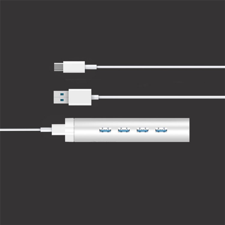 ORICO ARH4-U3 Aluminum 4 Port USB3.0 Hub with Separate 1.6Ft. + 1Ft. Cable (A TO A & A TO C) - Silver-10