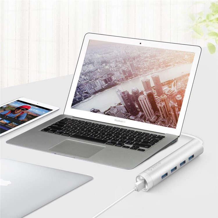 ORICO ARH4-U3 Aluminum 4 Port USB3.0 Hub with Separate 1.6Ft. + 1Ft. Cable (A TO A & A TO C) - Silver-13