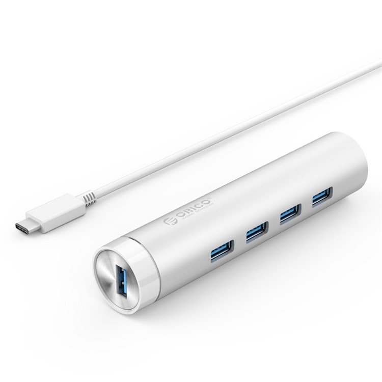 ORICO ARH4-U3 Aluminum 4 Port USB3.0 Hub with Separate 1.6Ft. + 1Ft. Cable (A TO A & A TO C) - Silver-6