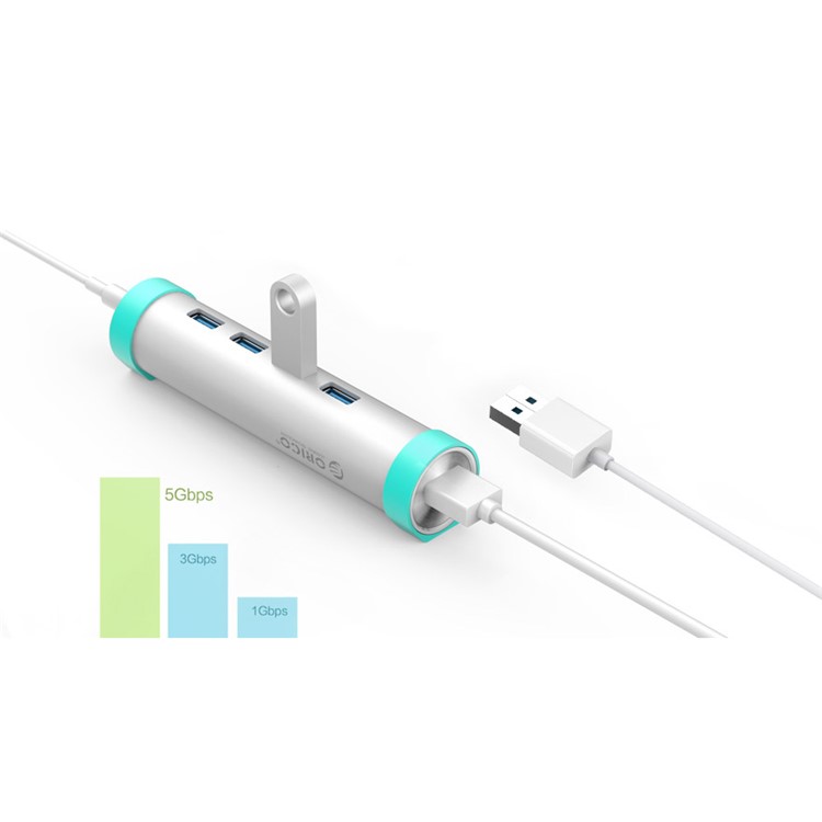 ORICO ARH4-U3 Aluminum 4 Port USB3.0 Hub with Separate 1.6Ft. + 1Ft. Cable (A TO A & A TO C) - Silver-9
